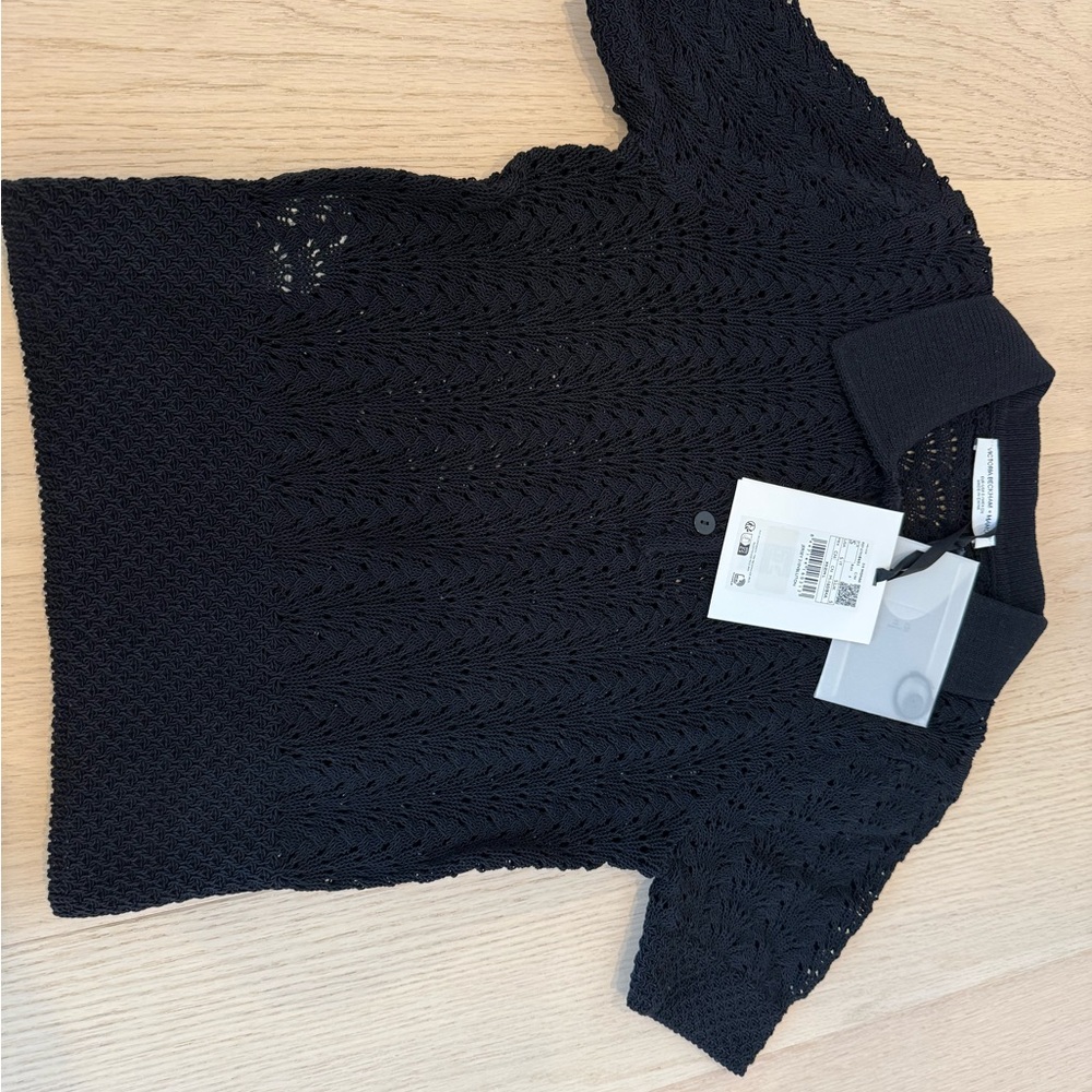 Victoria Beckham Mango Black Knit Polo Shirt - Picture 5 of 7